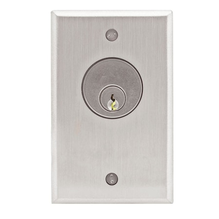 Camden Single Gang Key Switch, 12/24 VAC/DC, SPDT Switch, N/O and N/C, Momentary, Aluminum Finish CM-1120